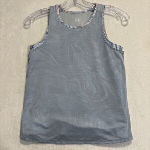 Athleta Girl Tandem Tank Girl's Size Extra Large XL 14 Blue Swirls Layered Look